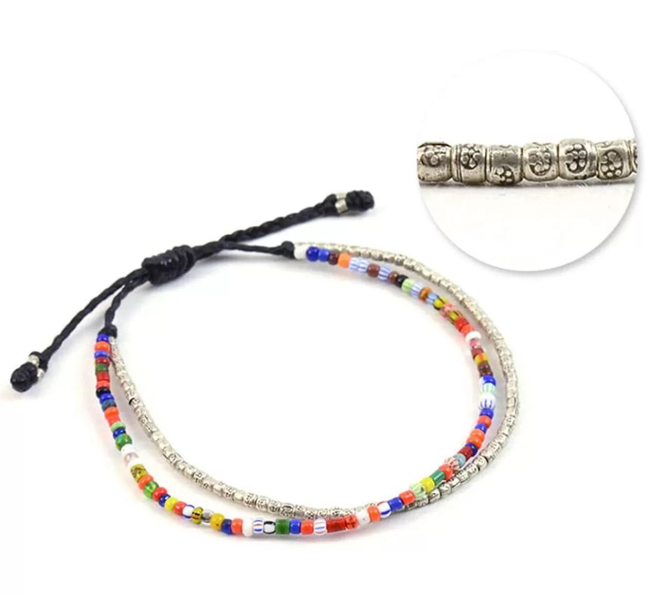 PHADUA Bracelets>2 Strands Wax Cord (African Beads) Bracelet Black