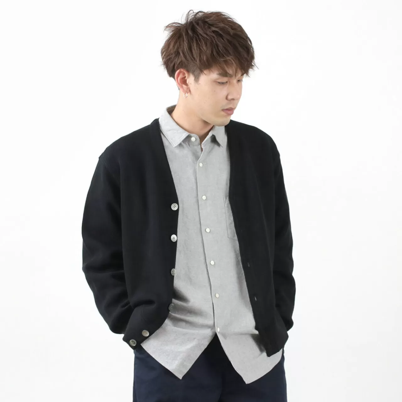 YONETOMI NEW BASIC Cardigan>Color Special Order Gima Cotton Cardigan