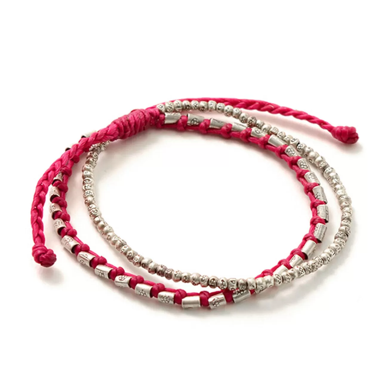 PHADUA Bracelets>Double Strand Bracelet With Silver Waxed Cord