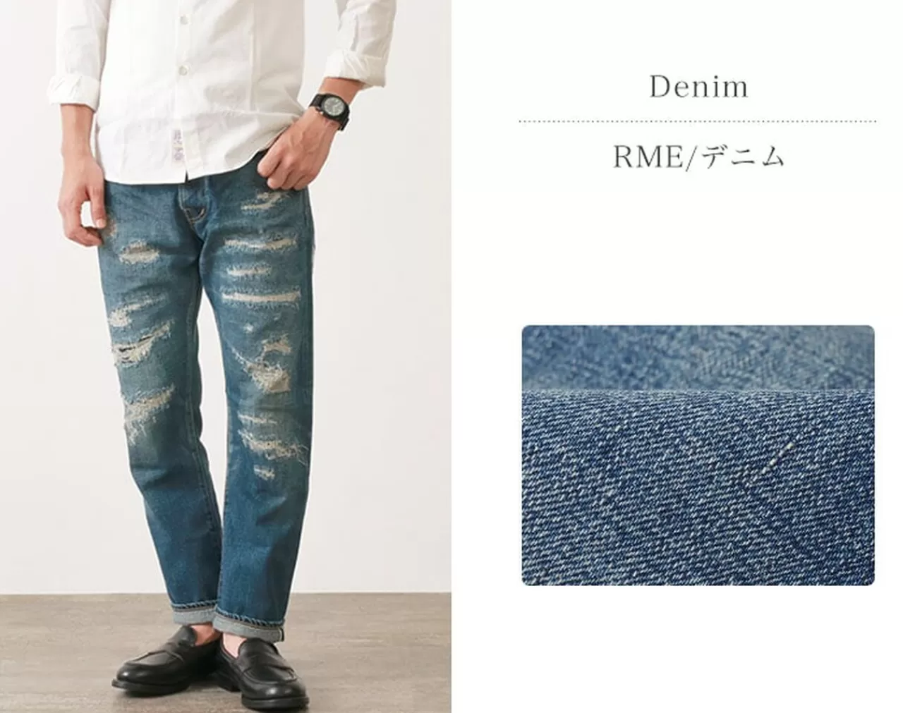 DEPSEA Trousers>Dp001 Straight 5P Denim Pants-Vintage Finish Rdenim