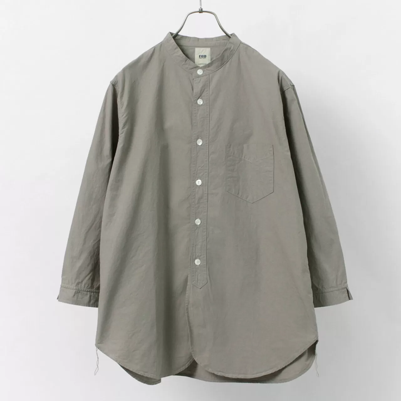 FOB FACTORY Long Sleeves>Frc006 Special Order Military Dump Band Collar Shirt Three Quarter Sleeve