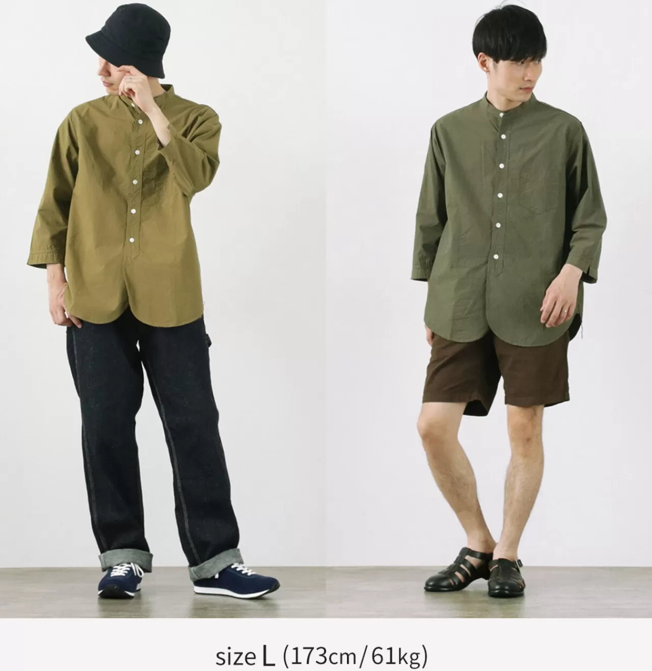 frc006_special_order_military_dump_band_collar_shirt_three_quarter_sleeve_4.webp FOB FACTORY Long Sleeves>Frc006 Special Order Military Dump Band Collar Shirt Three Quarter Sleeve