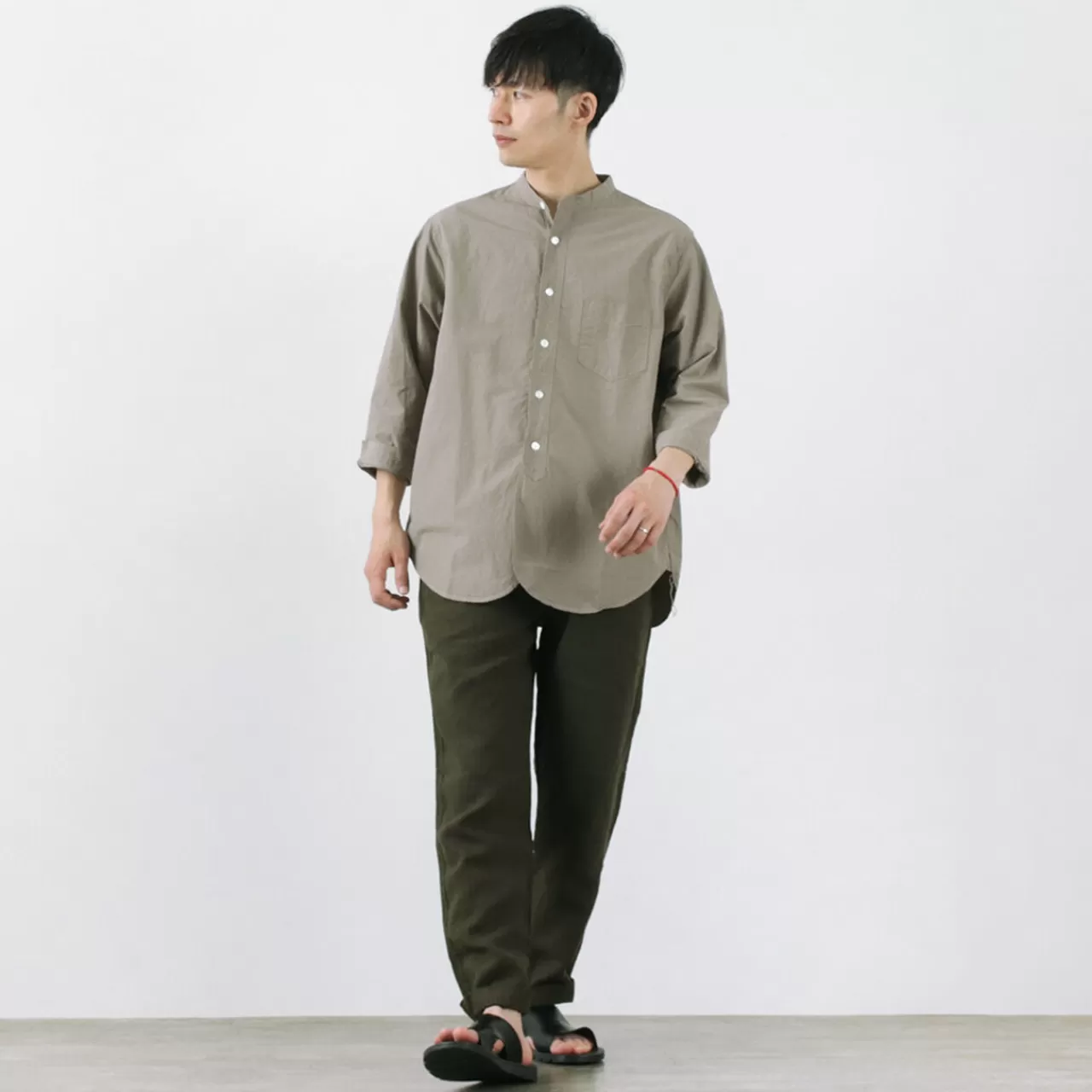 frc006_special_order_military_dump_band_collar_shirt_three_quarter_sleeve_5.webp FOB FACTORY Long Sleeves>Frc006 Special Order Military Dump Band Collar Shirt Three Quarter Sleeve