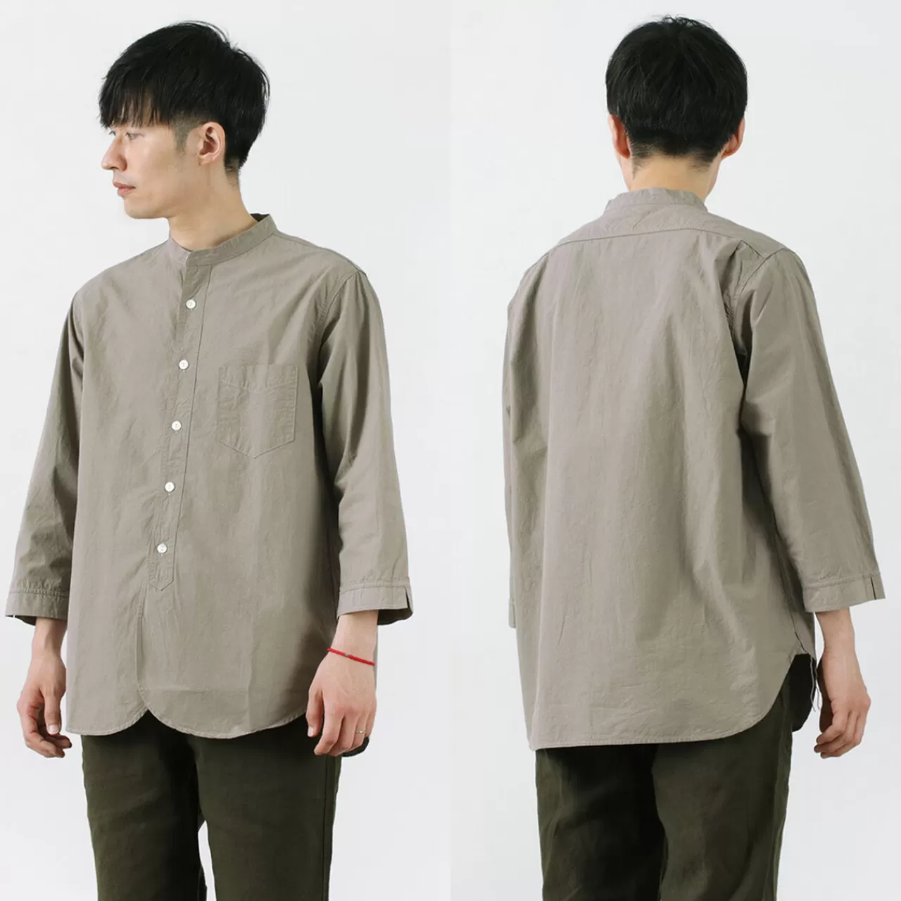 frc006_special_order_military_dump_band_collar_shirt_three_quarter_sleeve_9.webp FOB FACTORY Long Sleeves>Frc006 Special Order Military Dump Band Collar Shirt Three Quarter Sleeve