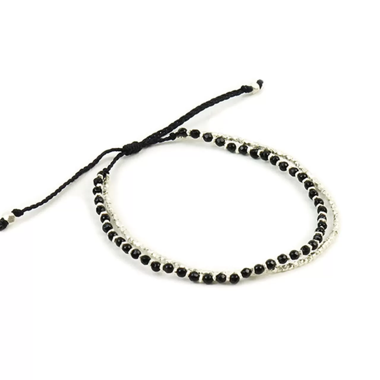CHALISA T.. Bracelets>Karen Silver Beads Natural Stone Double Cord Bracelet