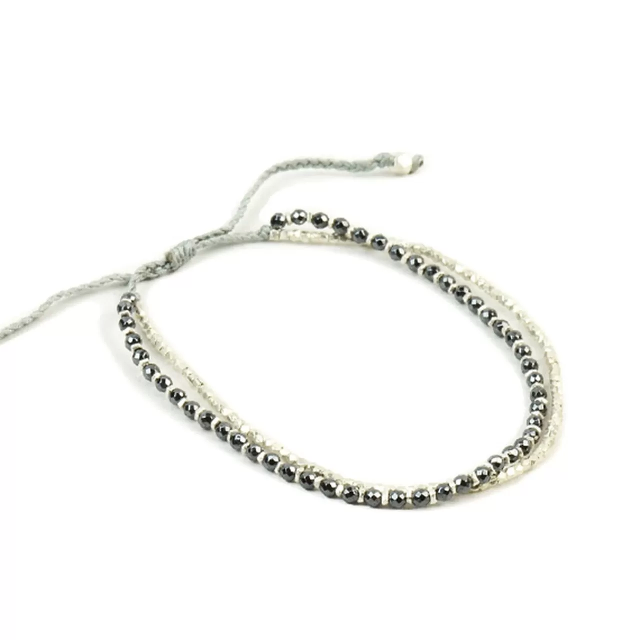 CHALISA T.. Bracelets>Karen Silver Beads Natural Stone Double Cord Bracelet