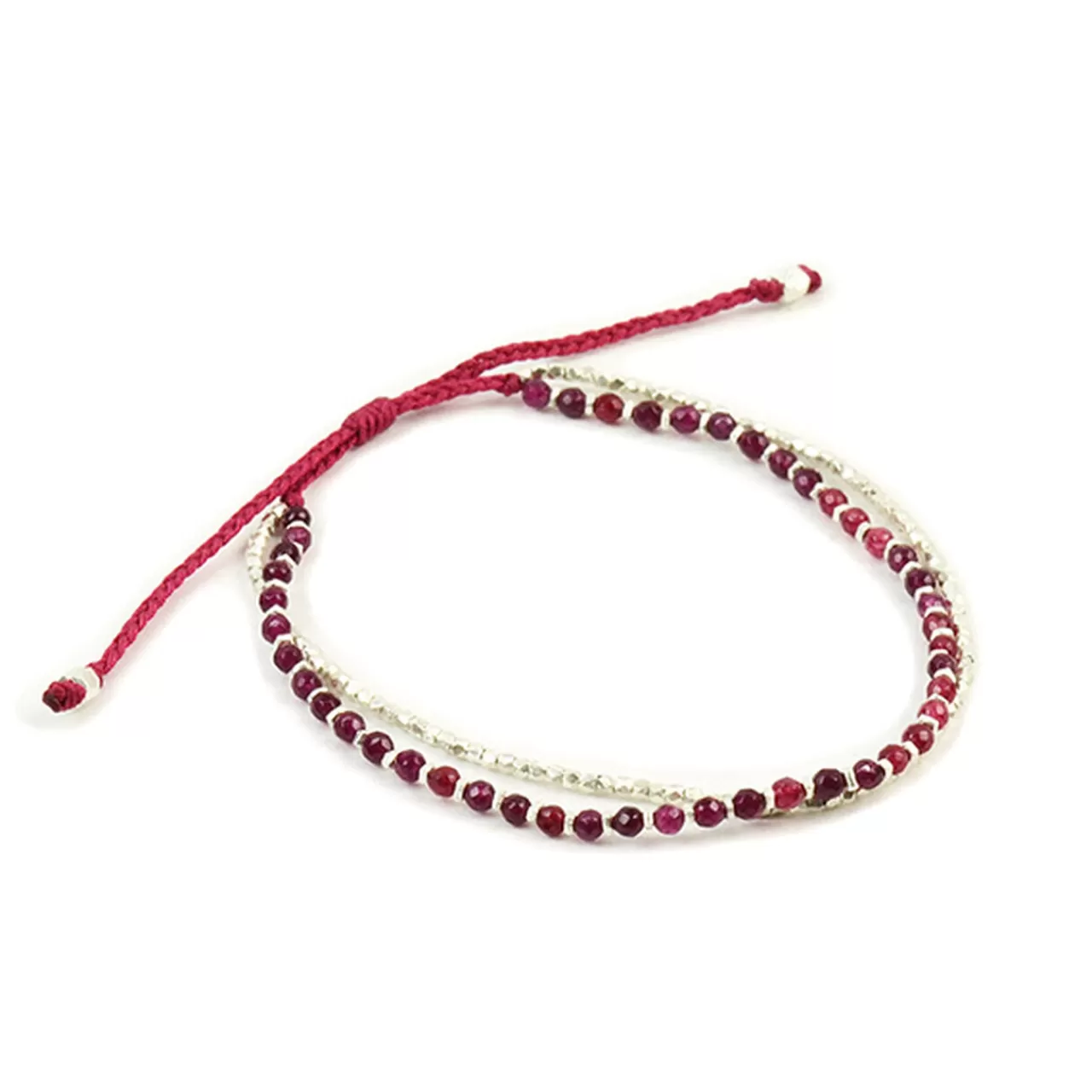CHALISA T.. Bracelets>Karen Silver Beads Natural Stone Double Cord Bracelet