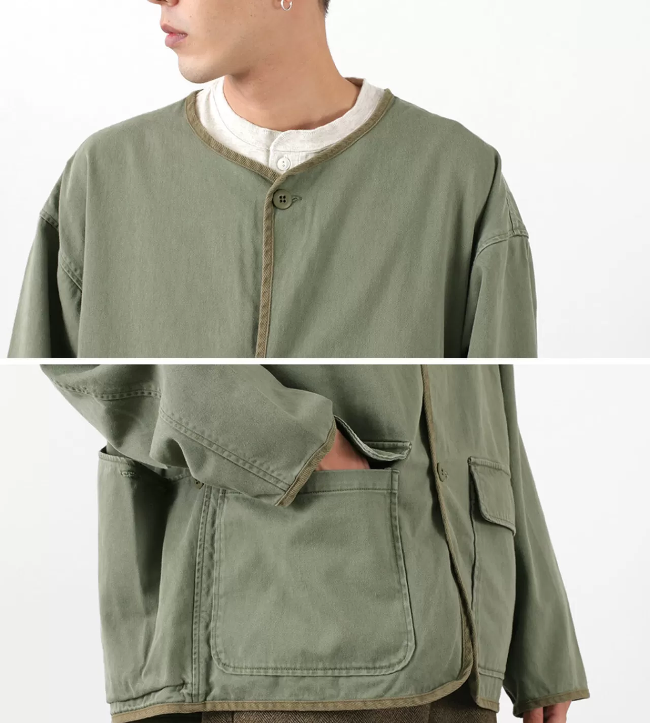 REMI RELIEF Jackets>Military Satin Jkt Men'S Light Outerwear Wide Jacket Used Vintage Vintage Autumn Winter 100% Cotton
