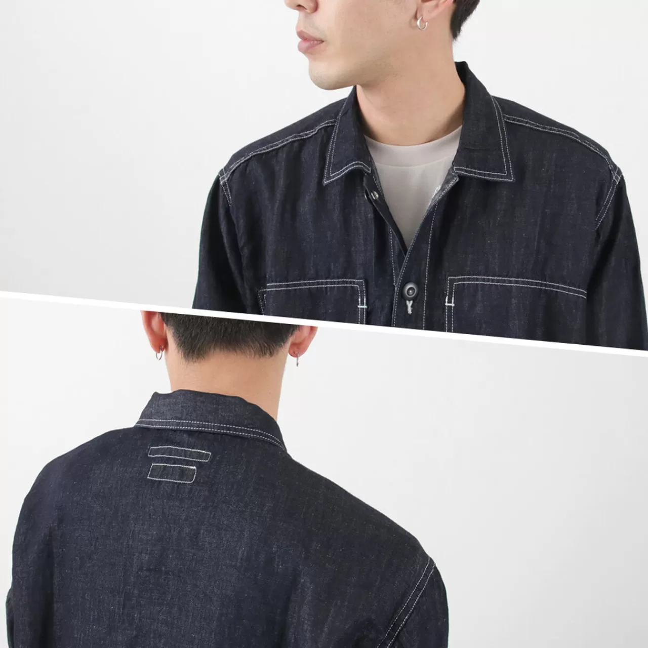 JAPAN BLUE JEANS Jackets>Special Order Cotton Linen Denim Faux Army Pullover Jacket Indigo
