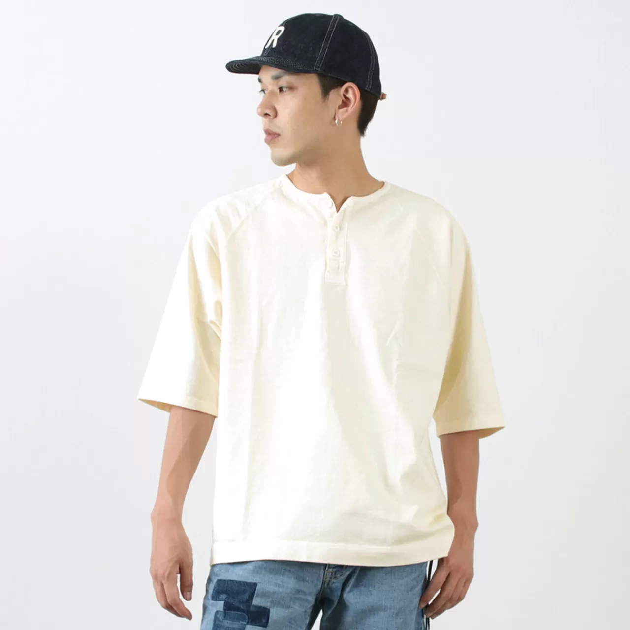 GOOD ON Short Sleeves>Special Order Half Sleeve Heavy Retro Henley Neck T-Shirt