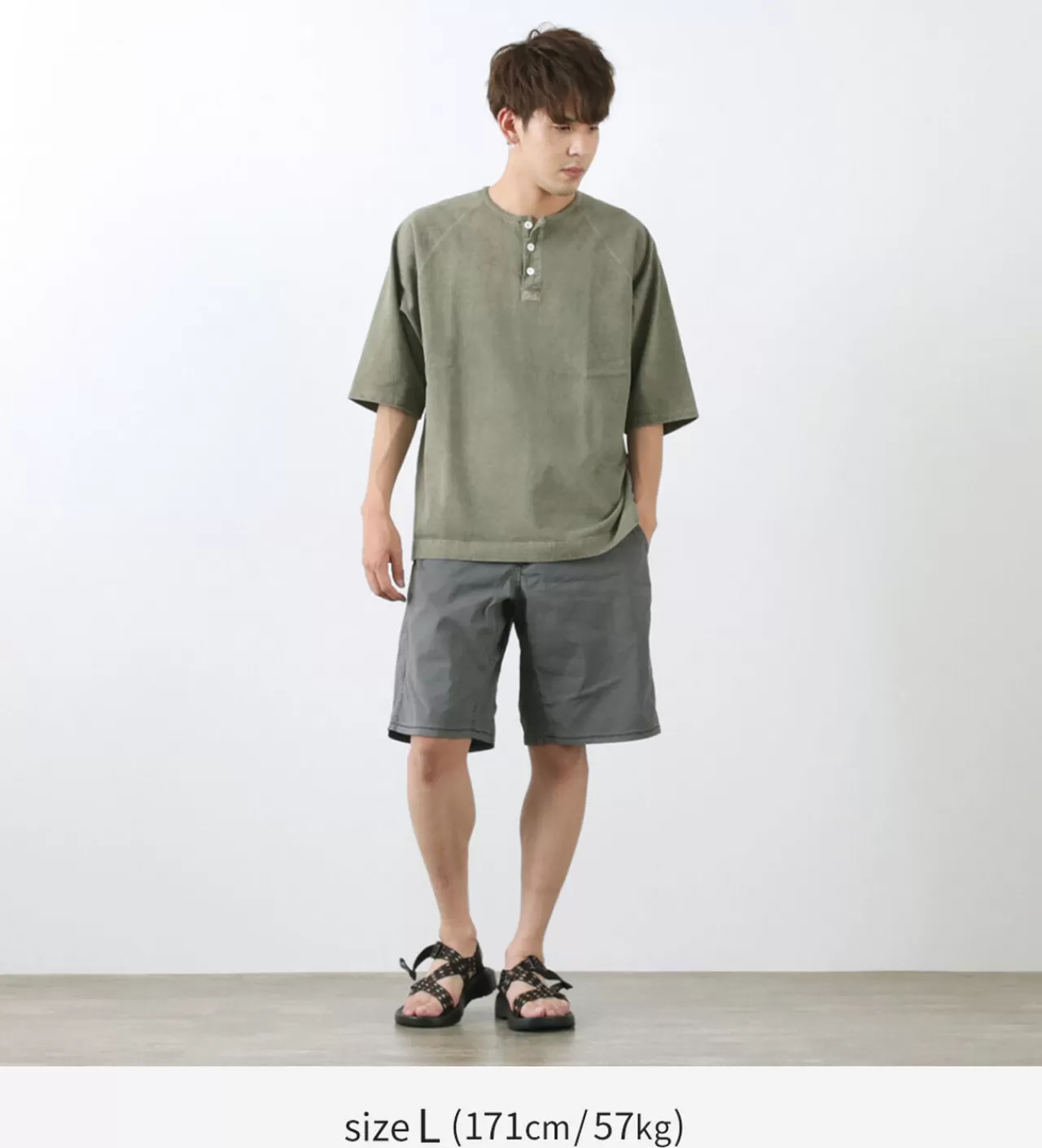 GOOD ON Short Sleeves>Special Order Half Sleeve Heavy Retro Henley Neck T-Shirt